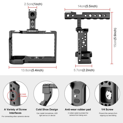 PULUZ Video Camera Cage Filmmaking Rig with Handle for Sony Alpha 7C / ILCE-7C / A7C(Black) - Camera Cage by PULUZ | Online Shopping UK | buy2fix