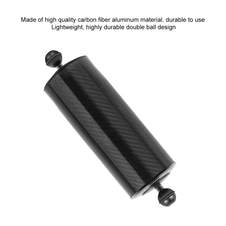 PULUZ 10.82 inch 27.5cm Length 80mm Diameter Dual Balls Carbon Fiber Floating Arm, Ball Diameter: 25mm, Buoyancy: 800g - Diving Accessories by PULUZ | Online Shopping UK | buy2fix