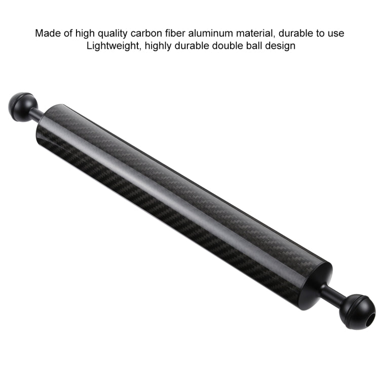 PULUZ 14.56 inch 37cm Length 40mm Diameter Dual Balls Carbon Fiber Floating Arm, Ball Diameter: 25mm, Buoyancy: 300g - Camera Accessories by PULUZ | Online Shopping UK | buy2fix