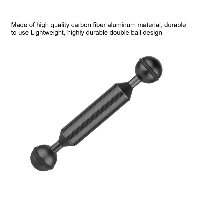 PULUZ 5 inch 13cm Length 20.8mm Diameter Dual Balls Carbon Fiber Floating Arm, Ball Diameter: 25mm(Black) - Diving Accessories by PULUZ | Online Shopping UK | buy2fix