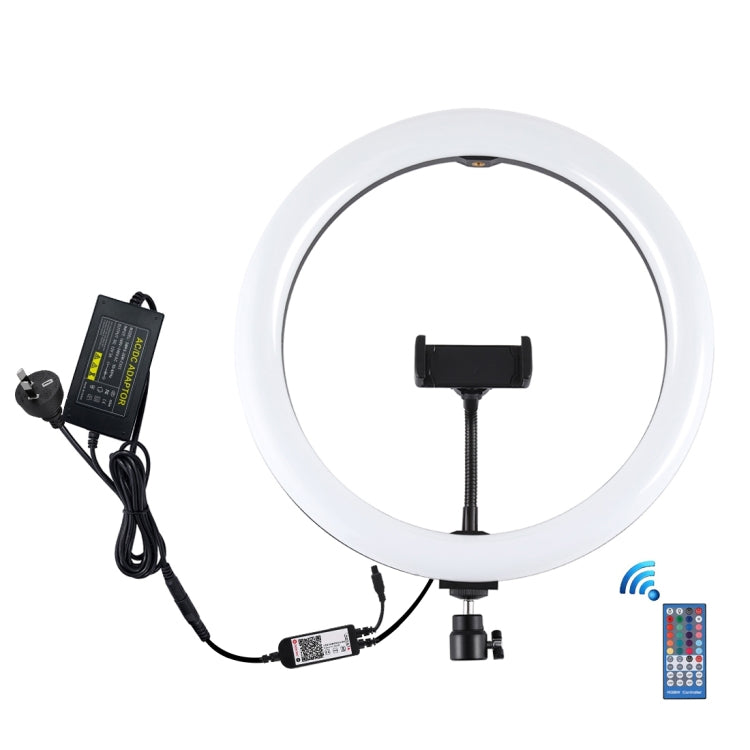 PULUZ 11.8 inch 30cm RGB Dimmable LED Ring Vlogging Selfie Photography Video Lights with Cold Shoe Tripod Ball Head & Phone Clamp (Black)(AU Plug) - Ring Light by PULUZ | Online Shopping UK | buy2fix