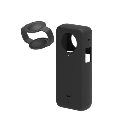 For Insta360 X3 PULUZ Silicone Protective Case with Lens Cover(Black) - Case & Bags by PULUZ | Online Shopping UK | buy2fix