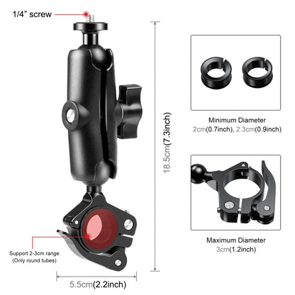 PULUZ Motorcycle O-Clip Quick Release Clamp Handlebar Fixed Mount Holder for GoPro and Other Action Cameras(Black) - Bicycle Handlebar Mount by PULUZ | Online Shopping UK | buy2fix