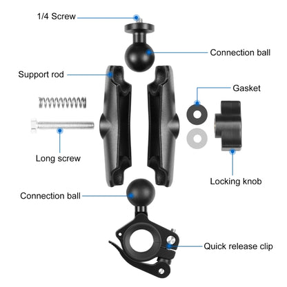 PULUZ Motorcycle O-Clip Quick Release Clamp Handlebar Fixed Mount Holder for GoPro and Other Action Cameras(Black) - Bicycle Handlebar Mount by PULUZ | Online Shopping UK | buy2fix