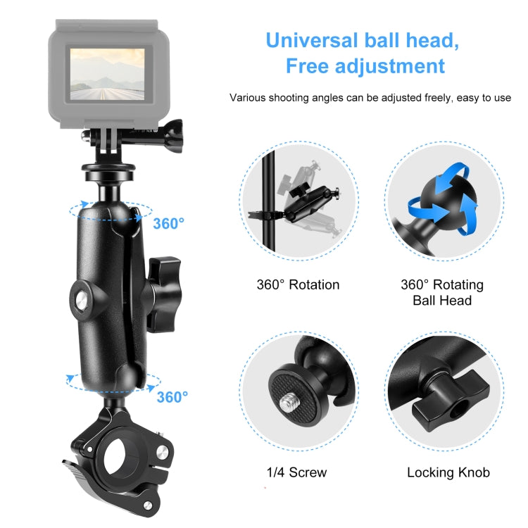 PULUZ Motorcycle O-Clip Quick Release Clamp Handlebar Fixed Mount Holder for GoPro and Other Action Cameras(Black) - Bicycle Handlebar Mount by PULUZ | Online Shopping UK | buy2fix