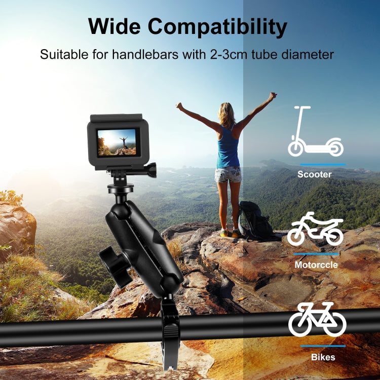 PULUZ Motorcycle O-Clip Quick Release Clamp Handlebar Fixed Mount Holder for GoPro and Other Action Cameras(Black) - Bicycle Handlebar Mount by PULUZ | Online Shopping UK | buy2fix