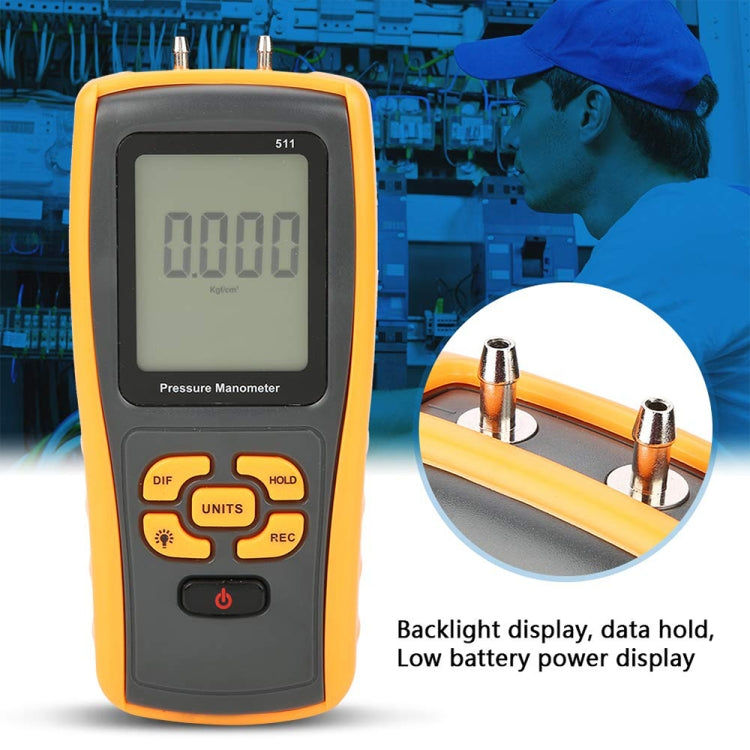 BENETECH GM511 LCD Display Pressure Manometer(Yellow) - Other Tester Tool by BENETECH | Online Shopping UK | buy2fix