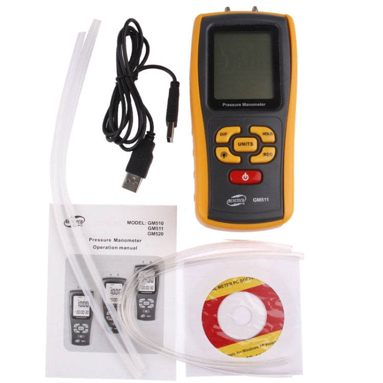 BENETECH GM511 LCD Display Pressure Manometer(Yellow) - Other Tester Tool by BENETECH | Online Shopping UK | buy2fix