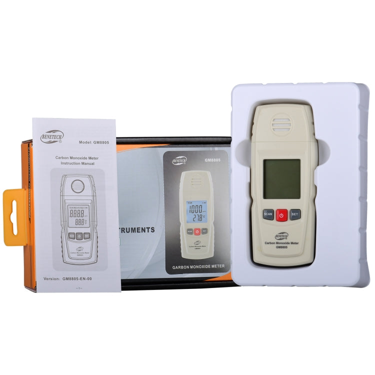 BENETECH GM8805 LCD Display Handheld Carbon Monoxide CO Monitor Detector Meter Tester, Measure Range: 0-1000ppm(White) - Gas Monitor by BENETECH | Online Shopping UK | buy2fix