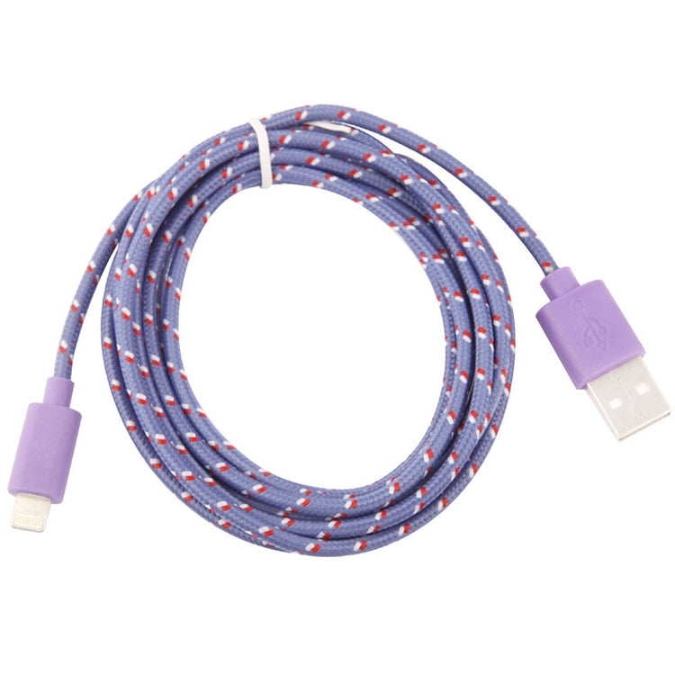 1m Nylon Netting Style USB 8 Pin Data Transfer Charging Cable for iPhone, iPad(Purple) - Normal Style Cable by buy2fix | Online Shopping UK | buy2fix