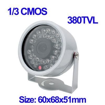 1/3 CMOS Color 380TVL 30 LED Mini Waterproof Camera(Silver) - Security by buy2fix | Online Shopping UK | buy2fix