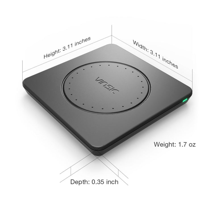 Vinsic 5V 1A Output Qi Standard Portable Wireless Charger Pad - Wireless Charger by VINSIC | Online Shopping UK | buy2fix