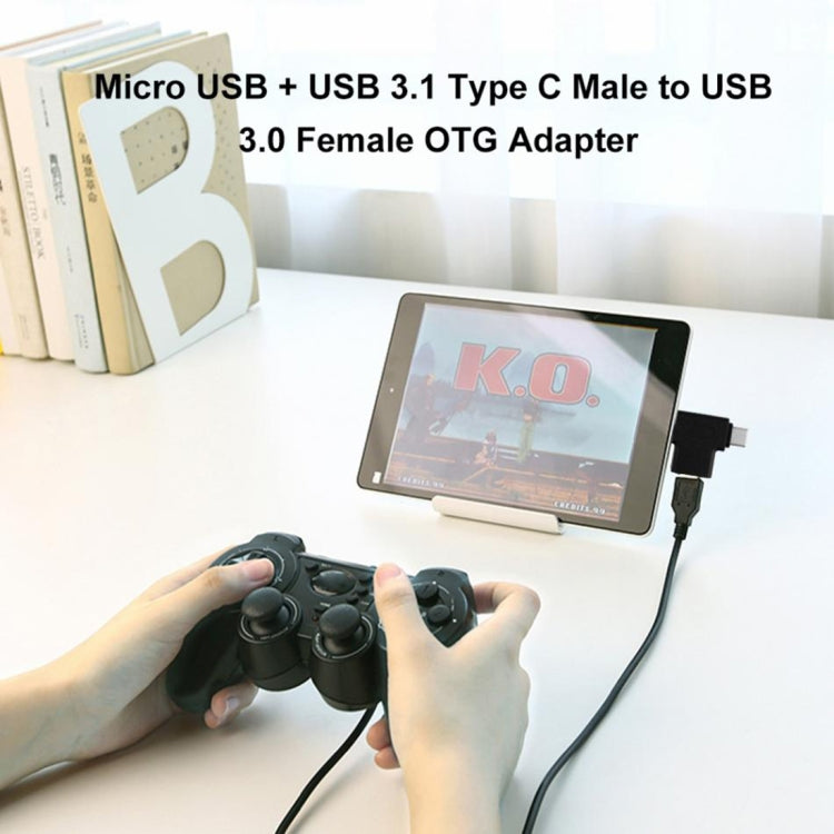 Multi-function USB 3.0 Female & USB-C / Type-C Male & Micro USB Male T-shape OTG Adapter - OTG Adapter by buy2fix | Online Shopping UK | buy2fix