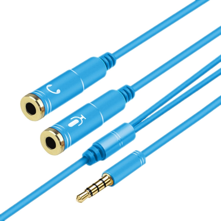 2 in 1 3.5mm Male to Double 3.5mm Female TPE High-elastic Audio Cable Splitter, Cable Length: 32cm(Blue) - Cable & Splitter by buy2fix | Online Shopping UK | buy2fix