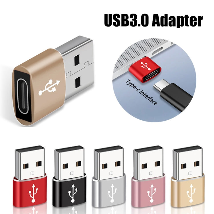 USB-C / Type-C Female to USB 3.0 Male Aluminum Alloy Adapter, Support Charging & Transmission Data(Gold) - Type-C Adapter by buy2fix | Online Shopping UK | buy2fix