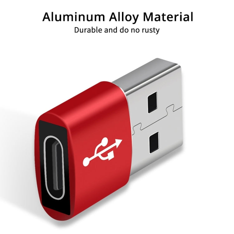 USB-C / Type-C Female to USB 3.0 Male Aluminum Alloy Adapter, Support Charging & Transmission Data(Red) - Type-C Adapter by buy2fix | Online Shopping UK | buy2fix