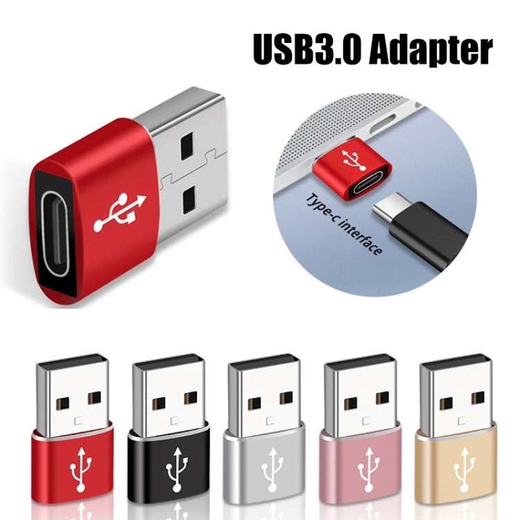 USB-C / Type-C Female to USB 3.0 Male Aluminum Alloy Adapter, Support Charging & Transmission Data(Red) - Type-C Adapter by buy2fix | Online Shopping UK | buy2fix