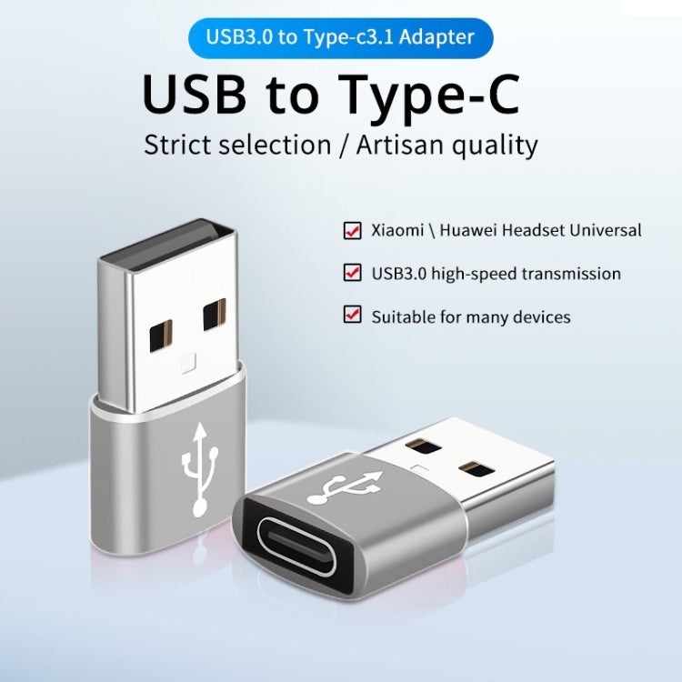 USB-C / Type-C Female to USB 3.0 Male Aluminum Alloy Adapter, Support Charging & Transmission Data(Silver) - Type-C Adapter by buy2fix | Online Shopping UK | buy2fix