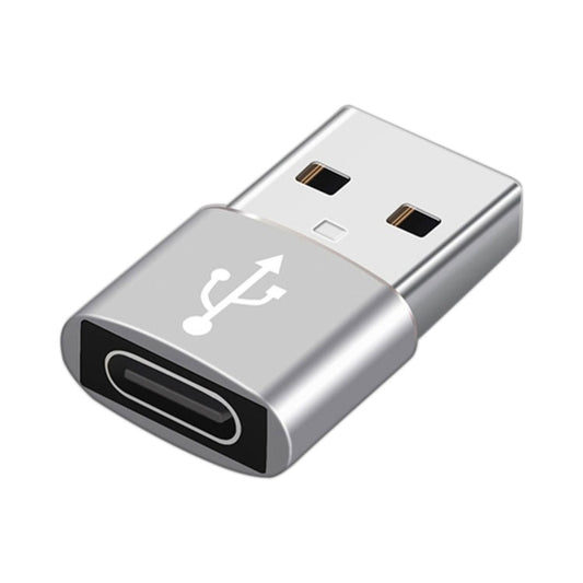 USB-C / Type-C Female to USB 2.0 Male Aluminum Alloy Adapter, Support Charging & Transmission(Silver) - Type-C Adapter by buy2fix | Online Shopping UK | buy2fix
