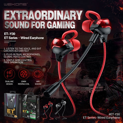 WK ET-Y30 ET Series 3.5mm Elbow In-ear Wired Wire-control Gaming Earphone with Microphone (Red) - Normal Style Earphone by WK | Online Shopping UK | buy2fix