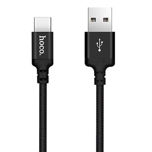 hoco X14 2m Nylon Braided Aluminium Alloy USB-C / Type-C to USB Data Sync Charging Cable(Black) - USB-C & Type-C Cable by hoco | Online Shopping UK | buy2fix