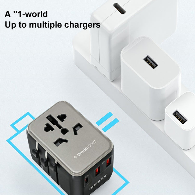 MOMAX UA11 1-World 20W PD Global Travel Fast Charger Power Adapter(Blue) - International Plug Adaptor by MOMAX | Online Shopping UK | buy2fix