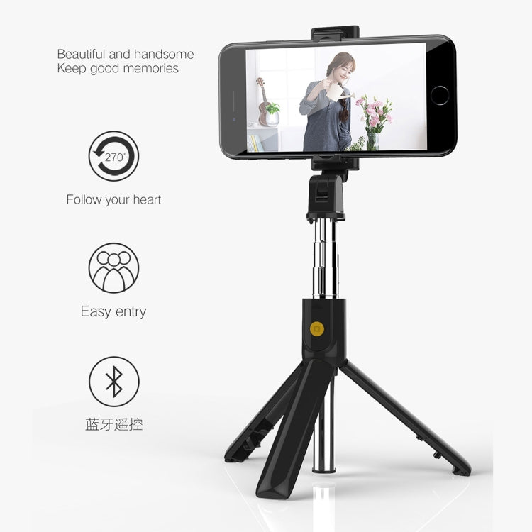 K07 Bluetooth 4.0 Mobile Phone Adjustable Bluetooth Selfie Stick Self-timer Pole Tripod (Black) - Consumer Electronics by buy2fix | Online Shopping UK | buy2fix