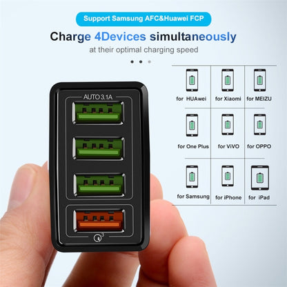 30W QC 3.0 USB + 3 USB 2.0 Ports Mobile Phone Tablet PC Universal Quick Charger Travel Charger, US Plug(White) - Mobile Accessories by buy2fix | Online Shopping UK | buy2fix