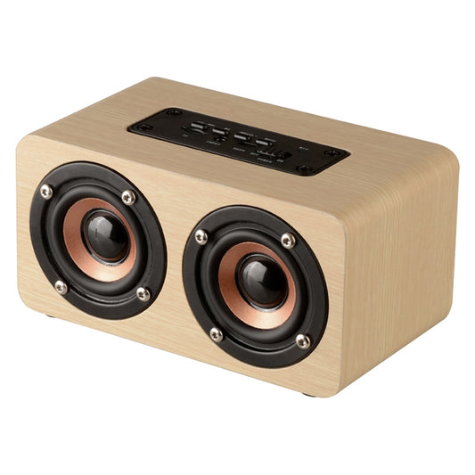 W5 Portable HiFi Shock Bass Wooden Bluetooth Speaker(Yellow) - Mini Speaker by buy2fix | Online Shopping UK | buy2fix