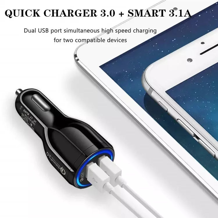 Qc3.0 Dual USB 6A Vehicle Fast Charger / Mobile Phone Tablet Fast Charging(Black) - Car Charger by buy2fix | Online Shopping UK | buy2fix