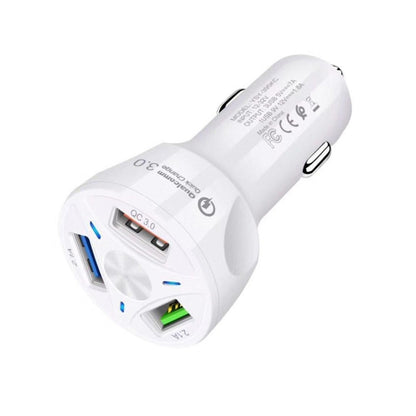 YSY-395KC QC3.0 3 USB 35W High Power Vehicle Charger / Mobile Phone Tablet Universal Vehicle Charger(White) - In Car by buy2fix | Online Shopping UK | buy2fix