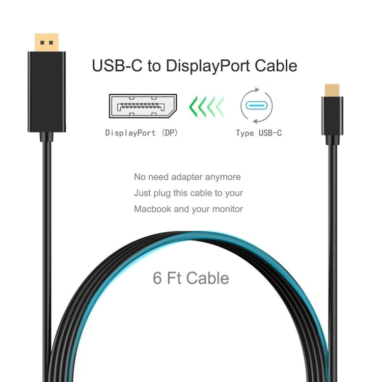 4K 60Hz Type-C to DP DisplayPort Connecting DP Adapter Cable, Cable Length: 1.8m - Computer & Networking by buy2fix | Online Shopping UK | buy2fix