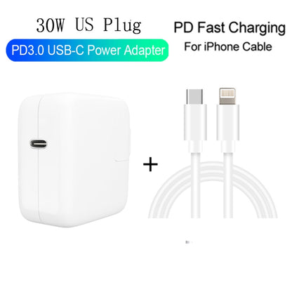 2 in 1 PD3.0 30W USB-C / Type-C Travel Charger with Detachable Foot + PD3.0 3A USB-C / Type-C to 8 Pin Fast Charge Data Cable Set, Cable Length: 2m, US Plug - Mobile Accessories by buy2fix | Online Shopping UK | buy2fix