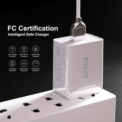 ENKAY Hat-Prince U033 18W 3A PD + QC3.0 Dual USB Fast Charging Power Adapter US Plug Portable Travel Charger With 1m 3A Type-C Cable - Mobile Accessories by ENKAY | Online Shopping UK | buy2fix