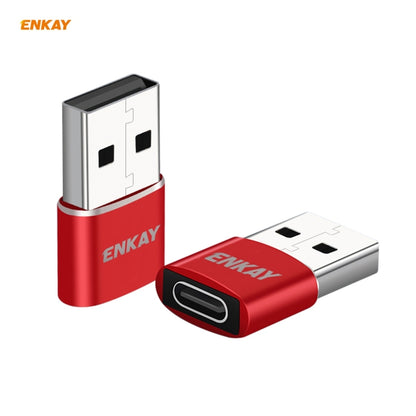 ENKAY ENK-AT105 USB Male to USB-C / Type-C Female Aluminium Alloy Adapter Converter, Support Quick Charging & Data Transmission(Red) - Type-C Adapter by ENKAY | Online Shopping UK | buy2fix