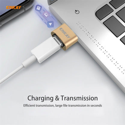 ENKAY ENK-AT105 USB Male to USB-C / Type-C Female Aluminium Alloy Adapter Converter, Support Quick Charging & Data Transmission(Rose Gold) - Type-C Adapter by ENKAY | Online Shopping UK | buy2fix