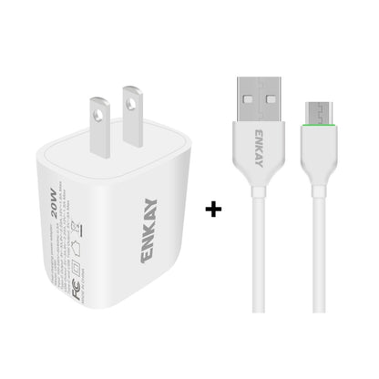 ENKAY Hat-Prince 20W PD Type-C + QC 3.0 USB Fast Charging Travel Charger Power Adapter with Fast Charge Data Cable, US Plug(With Micro USB Cable) - Apple Accessories by ENKAY | Online Shopping UK | buy2fix