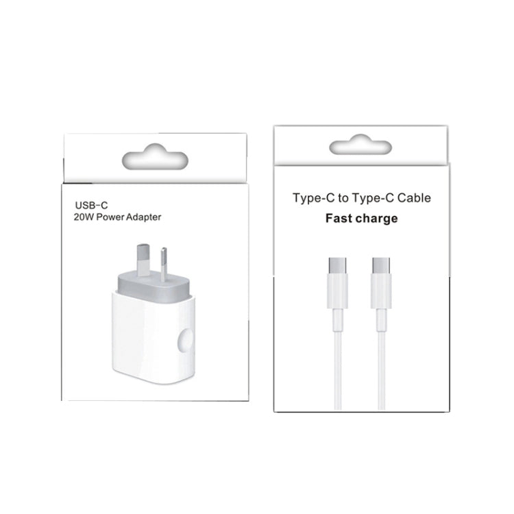 20W PD 3.0 Travel Fast Charger Power Adapter with USB-C / Type-C to Type-C Fast Charge Data Cable, AU Plug(2m) - Apple Accessories by buy2fix | Online Shopping UK | buy2fix