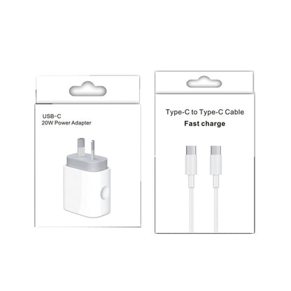 20W PD 3.0 Travel Fast Charger Power Adapter with USB-C / Type-C to Type-C Fast Charge Data Cable, AU Plug(2m) - Apple Accessories by buy2fix | Online Shopping UK | buy2fix