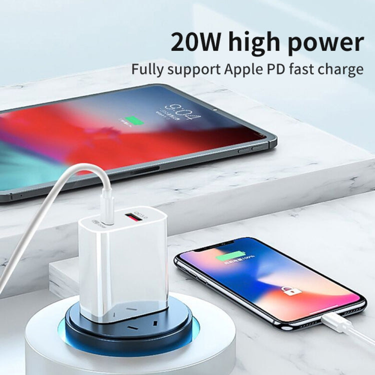 20W PD Type-C + QC 3.0 USB Interface Fast Charging Travel Charger with USB to 8 Pin Fast Charge Data Cable EU Plug - USB Charger by buy2fix | Online Shopping UK | buy2fix