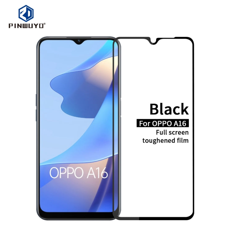 For OPPO A16 PINWUYO 9H 2.5D Full Screen Tempered Glass Film(Black) - OPPO Tempered Glass by PINWUYO | Online Shopping UK | buy2fix