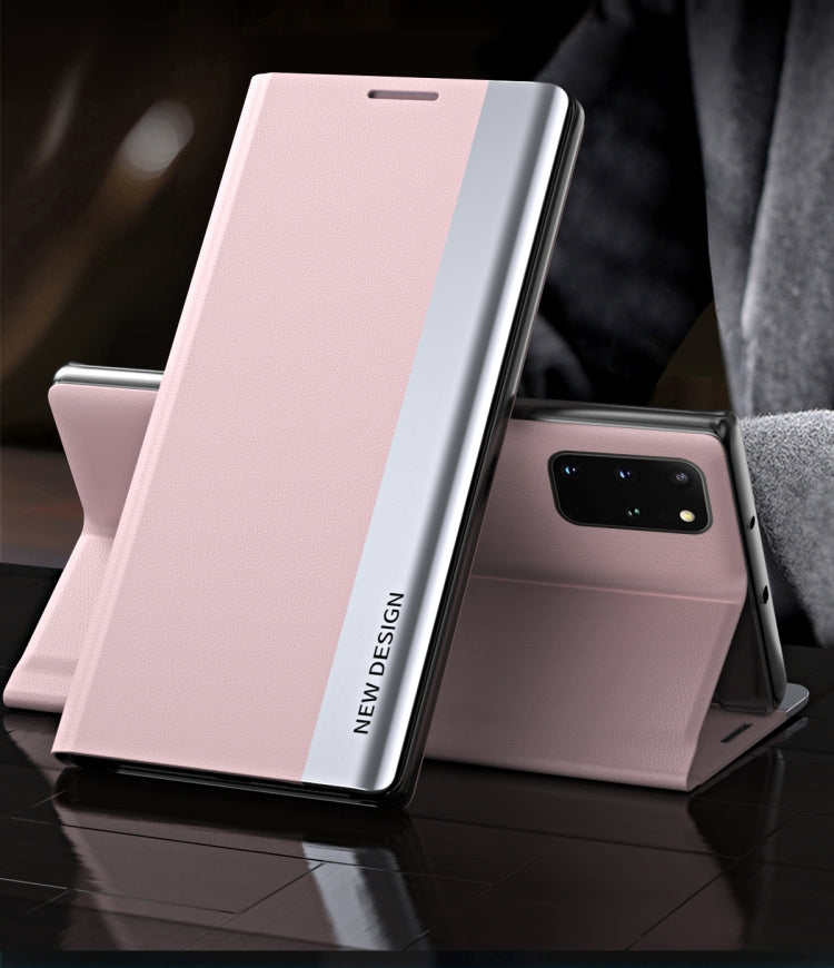 For Samsung Galaxy S20 FE Side Electroplated Magnetic Ultra-Thin Horizontal Flip Leather Case with Holder(Pink) - Samsung Accessories by buy2fix | Online Shopping UK | buy2fix