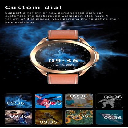 DW95 1.28 inch Color Screen Smart Watch, IP67 Waterproof,Leather Watchband,Support Bluetooth Call/Heart Rate Monitoring/Blood Pressure Monitoring/Blood Oxygen Monitoring/Sleep Monitoring(Gold) - Smart Wear by buy2fix | Online Shopping UK | buy2fix