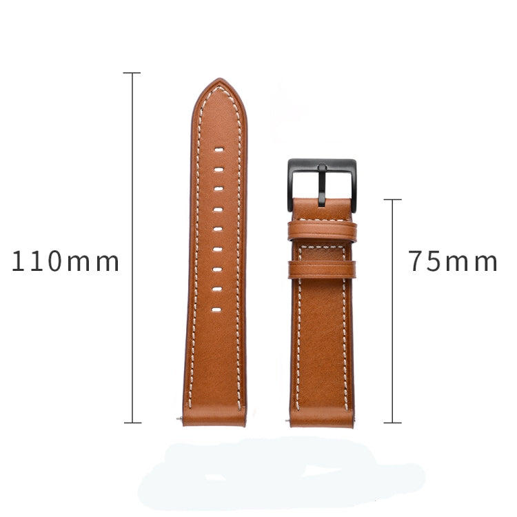 For Huawei Watch GT3 42mm / Watch GT2 42mm First Layer Leather Sewing Thread Watch Band (White) - Smart Wear by buy2fix | Online Shopping UK | buy2fix