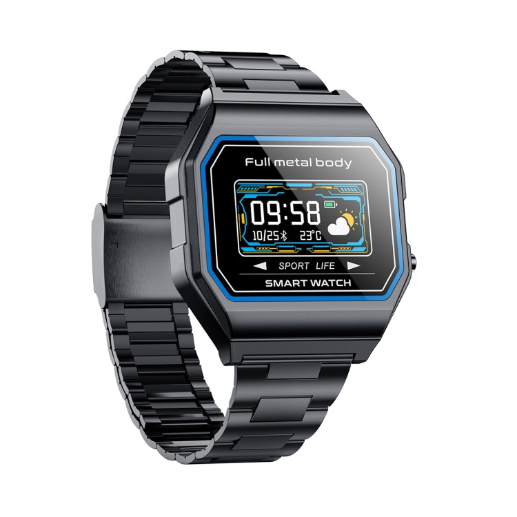 KW18  IP67 0.96 inch Steel Watchband Color Screen Smart Watch(Black) - Smart Wear by buy2fix | Online Shopping UK | buy2fix