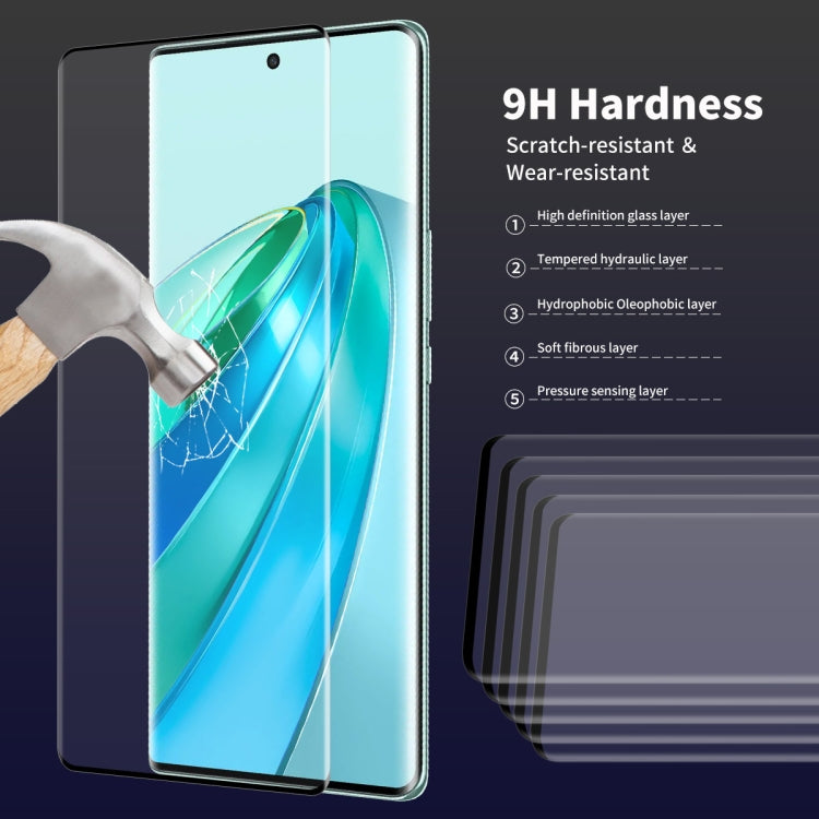 For Honor X9A / Magic5 Lite 5pcs ENKAY 3D Hot Bending Edge Glue Tempered Glass Full Film with Lens Film - Honor Tempered Glass by ENKAY | Online Shopping UK | buy2fix