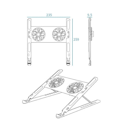 BONERUY P11F Adjustable Laptop Stand Cooling Holder with Double Fans - Computer & Networking by BONERUY | Online Shopping UK | buy2fix