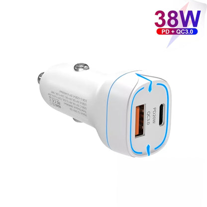 38W PD20W + QC3.0 USB Car Charger with USB to Micro USB Data Cable, Length: 1m(White) - In Car by buy2fix | Online Shopping UK | buy2fix