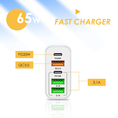 65W Dual PD Type-C + 3 x USB Multi Port Charger with 3A Type-C to 8 Pin Data Cable, US Plug(Black) - USB Charger by buy2fix | Online Shopping UK | buy2fix