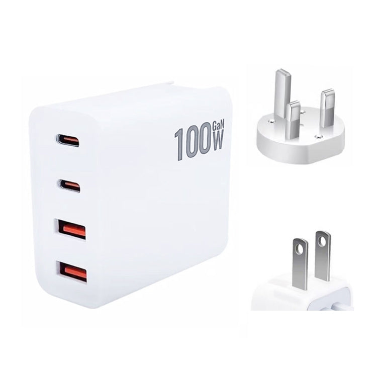 GaN 100W Dual USB+Dual USB-C/Type-C Multi Port Charger with  1.8m Type-C to MagSafe 1 / L Header Data Cable US / UK Plug - Cable & Adapter by buy2fix | Online Shopping UK | buy2fix